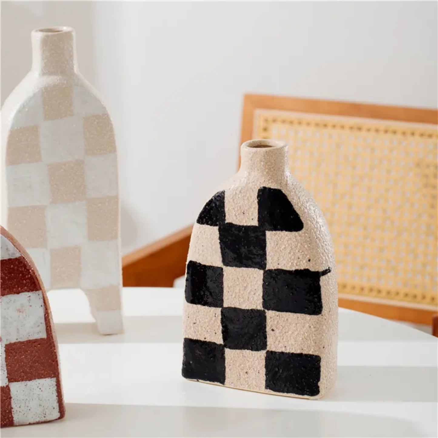 Grid Pattern Sand Flower Decoration Vase