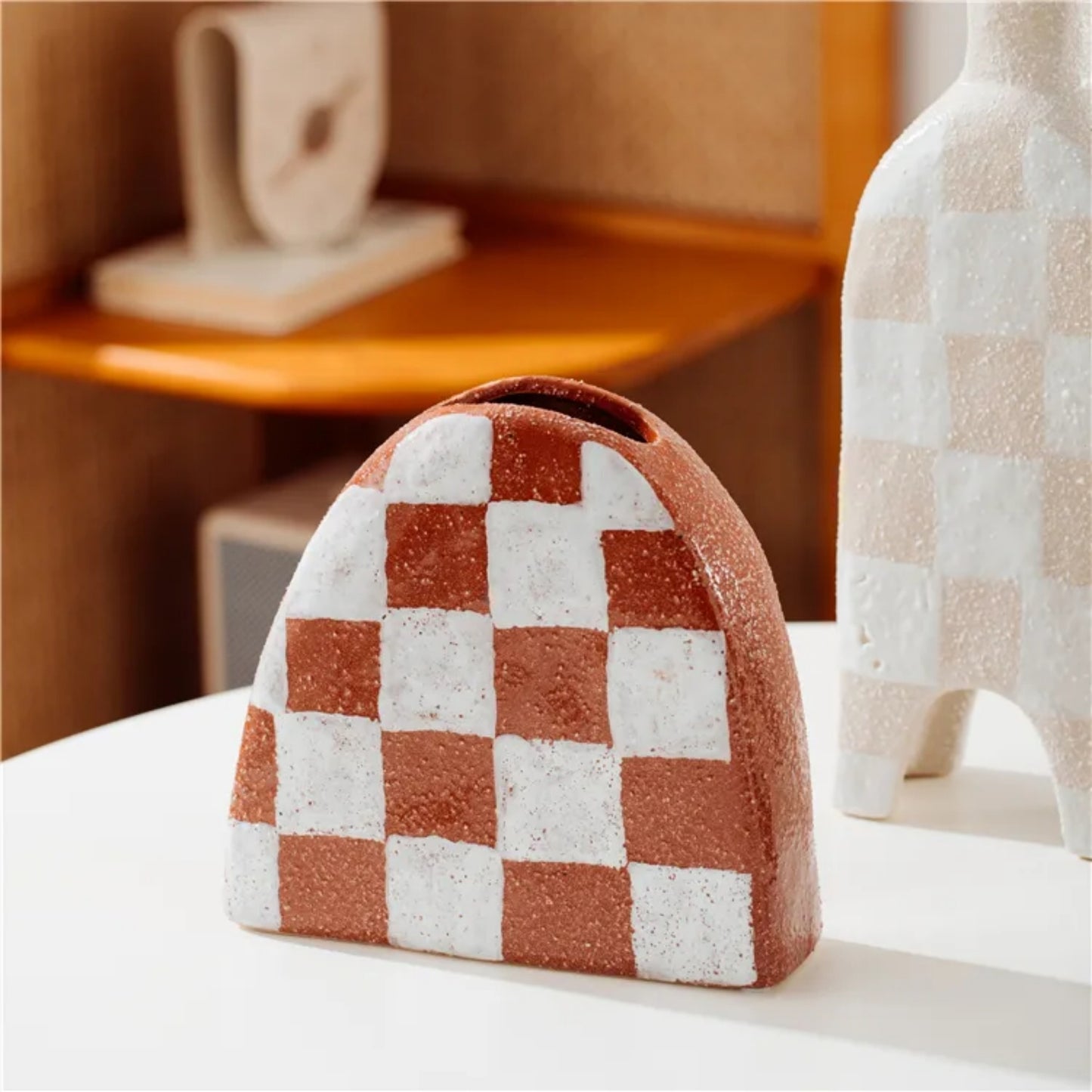 Grid Pattern Sand Flower Decoration Vase