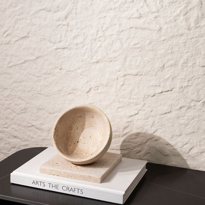 Beige Marble Round Tabletop Fruit Bowl