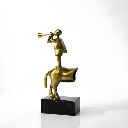 Handmade Gold Figure Art Marble Metal Ornament
