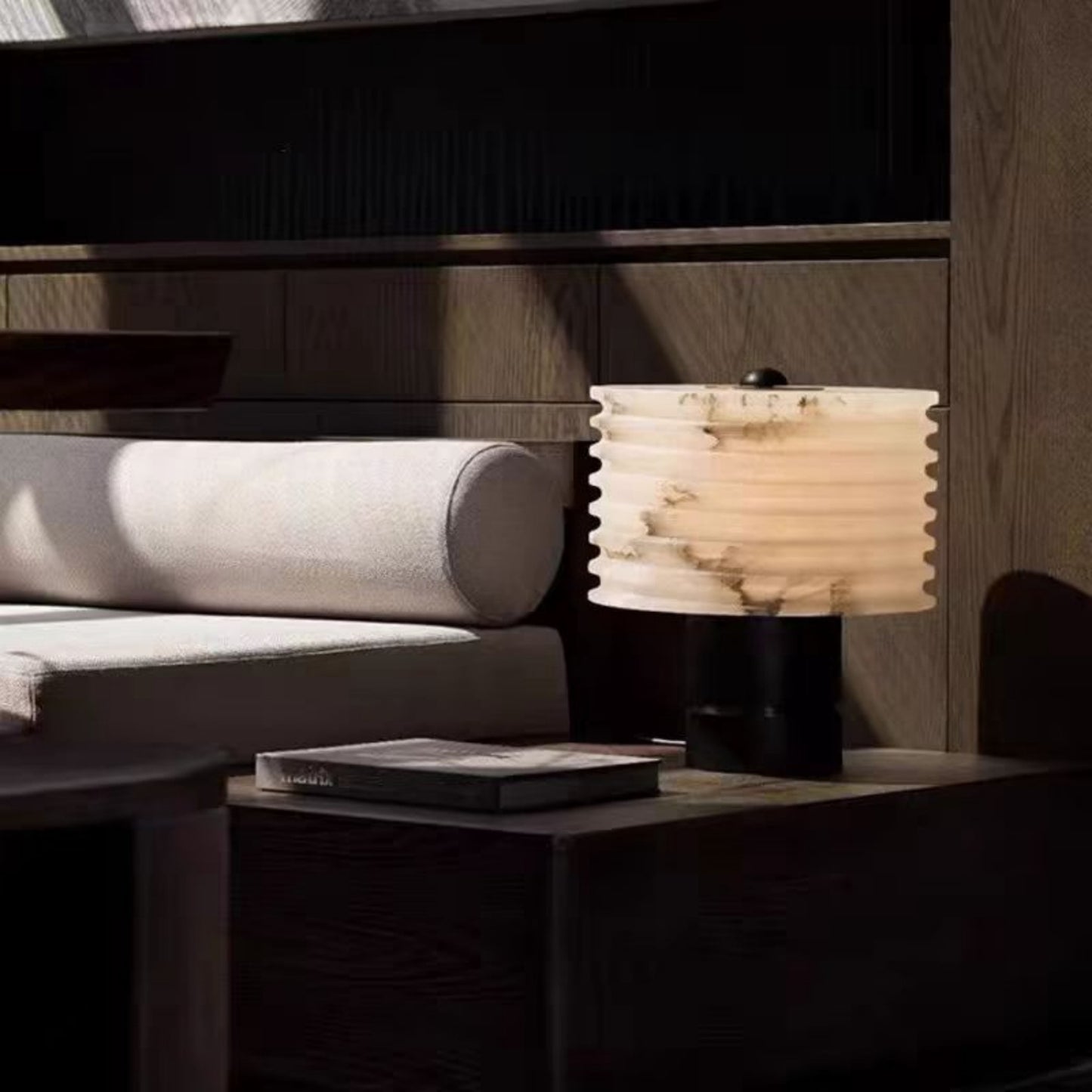 Light Shade Marble Base Table Lamp