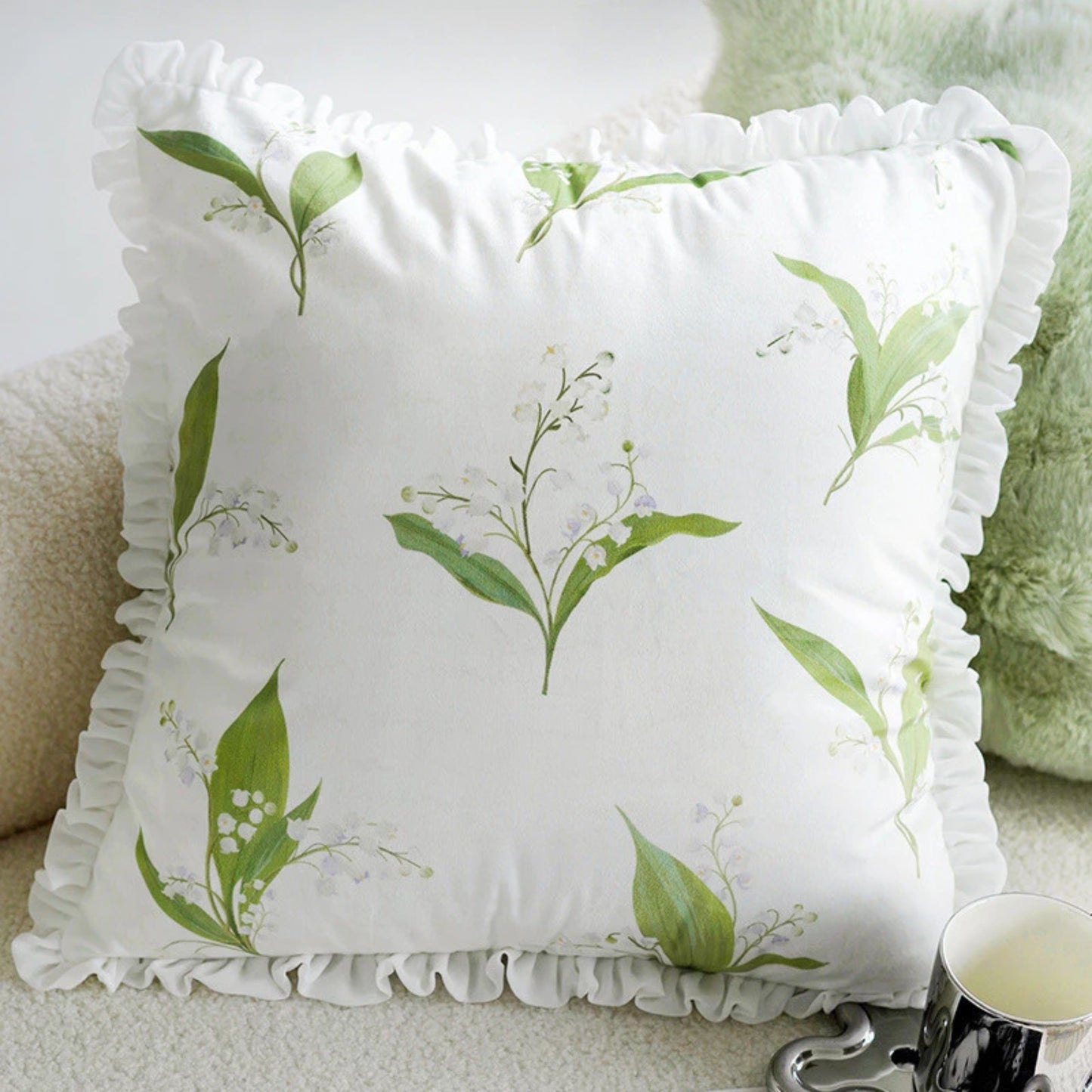 Velvet Print Cushion Cover, Backside In Plain