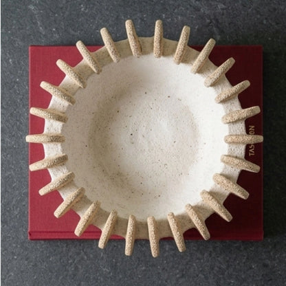 Round White Sand Disc Design Decorative Bowl