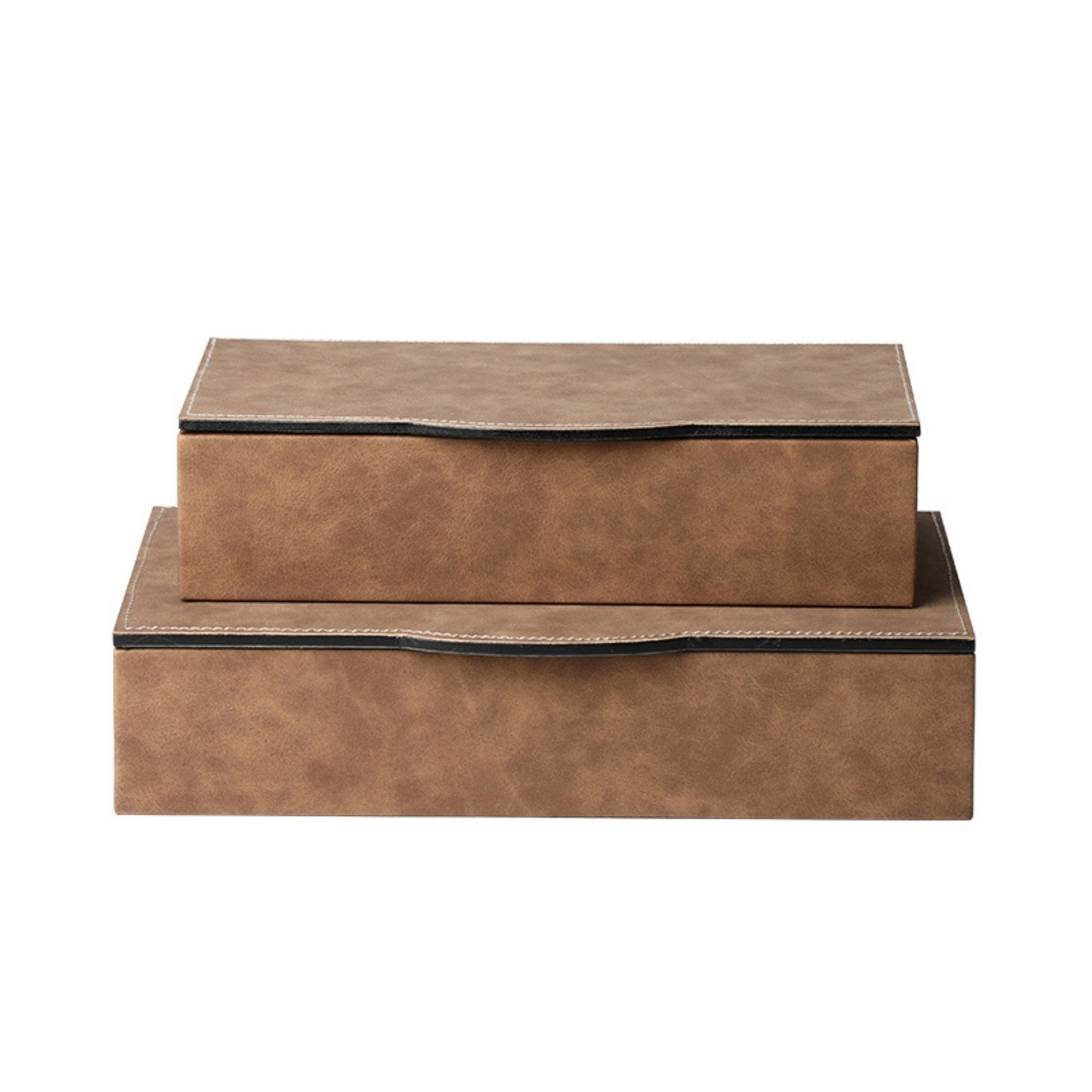 Wooden Leather Jewelry Square Box (White, Coffee)