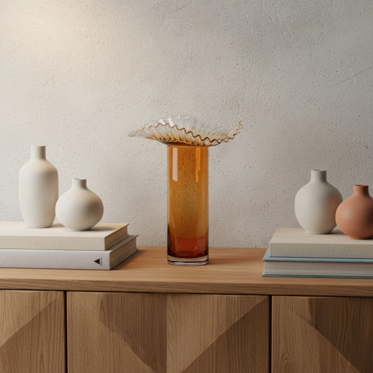 Transparent Edge Amber Glass Vase
