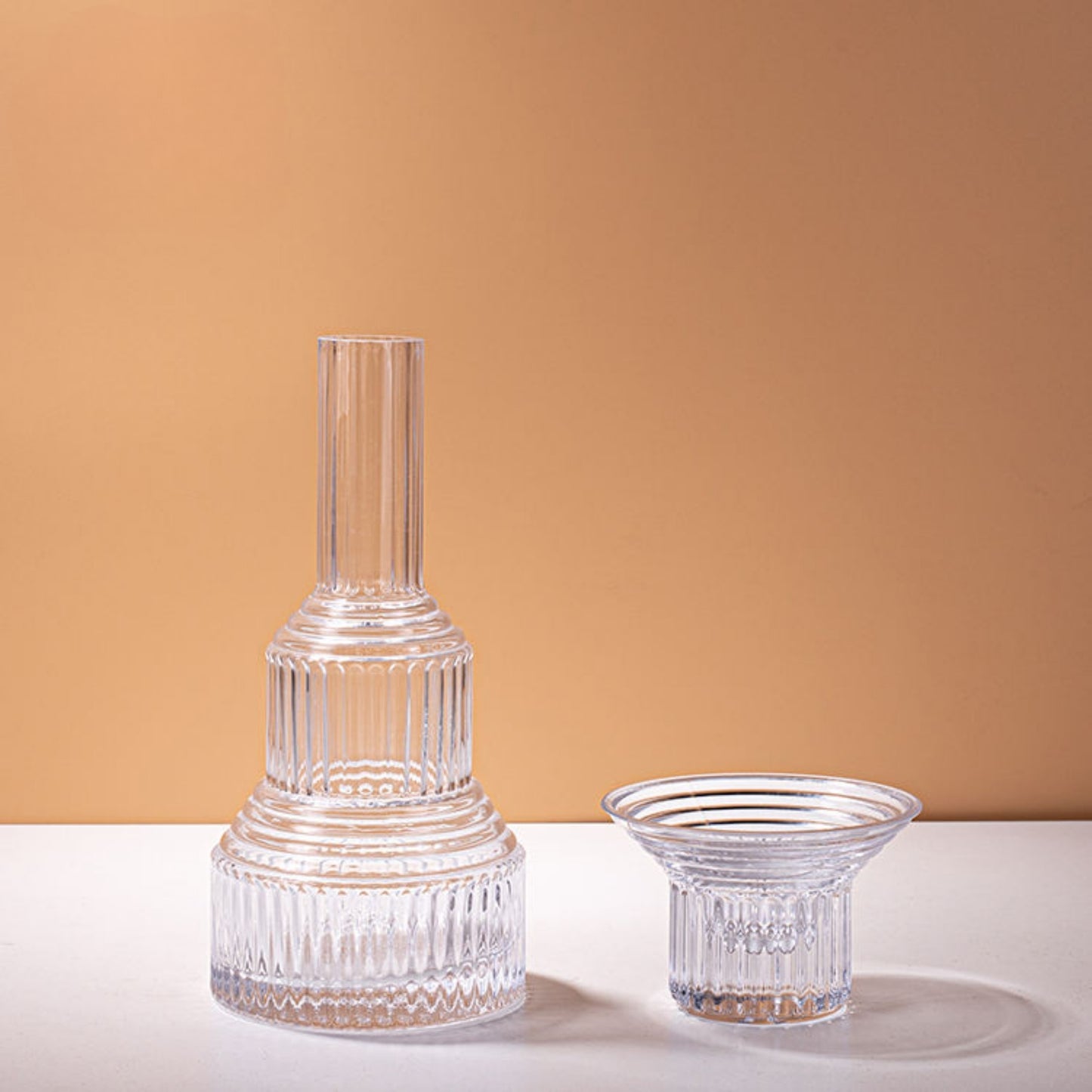 Transparent Geometric Hand Blown Glass Vase