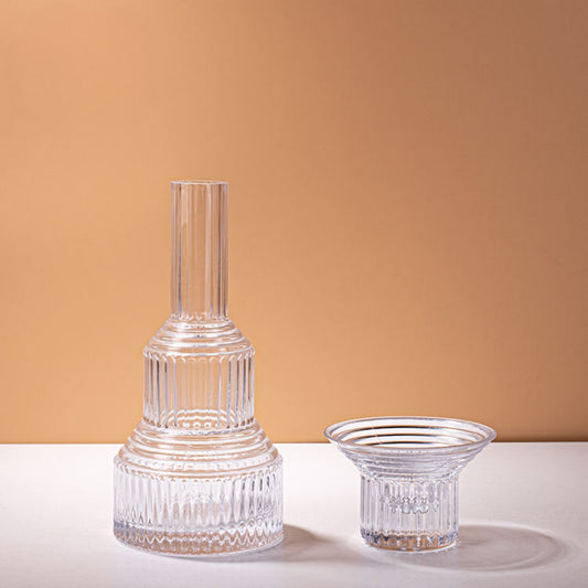 Transparent Geometric Hand Blown Glass Vase