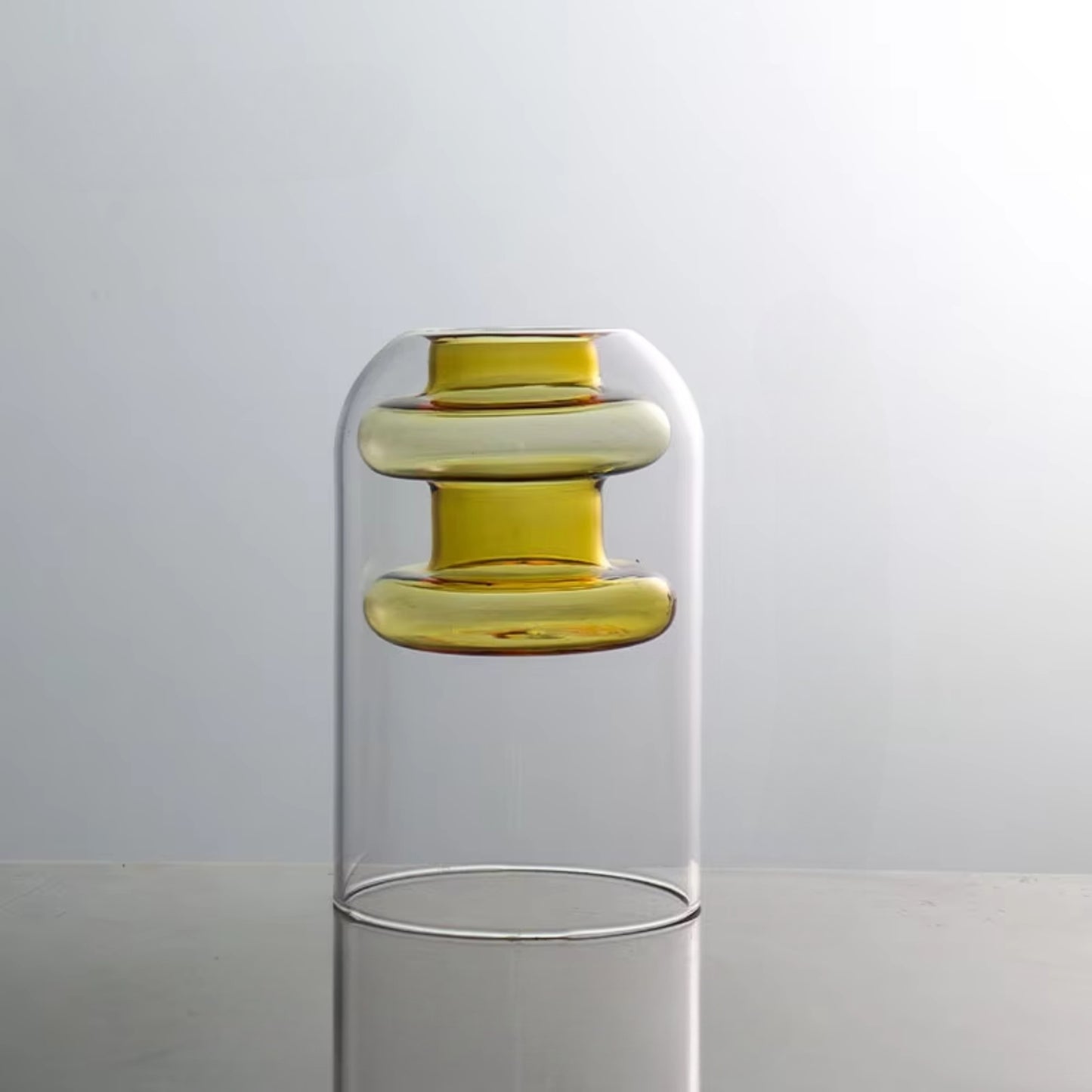 Transparent Glass Colored Layered Handblown Vase