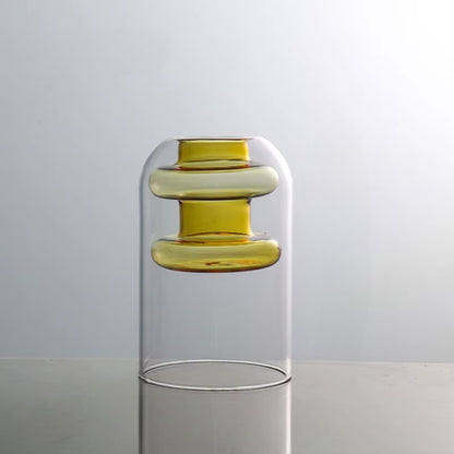 Transparent Glass Colored Layered Handblown Vase