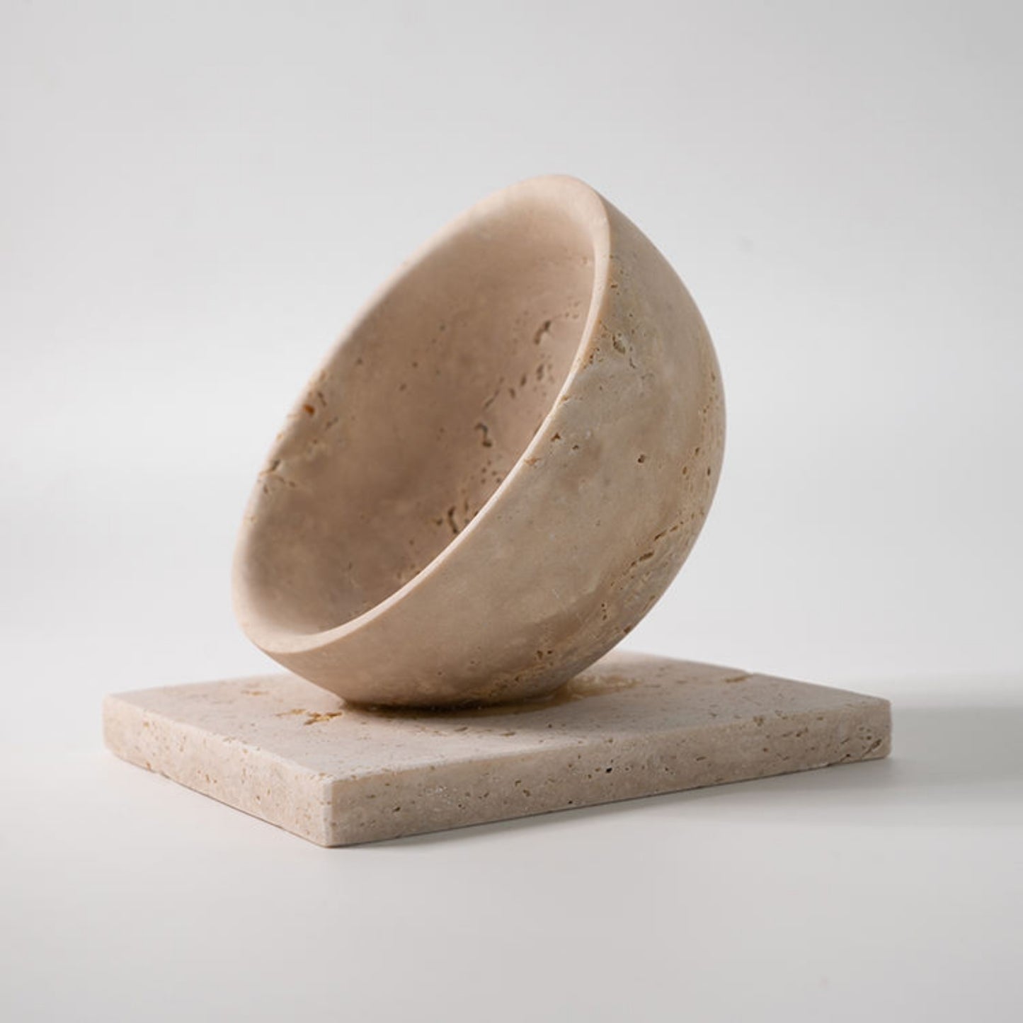Beige Marble Round Tabletop Fruit Bowl