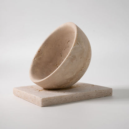 Beige Marble Round Tabletop Fruit Bowl