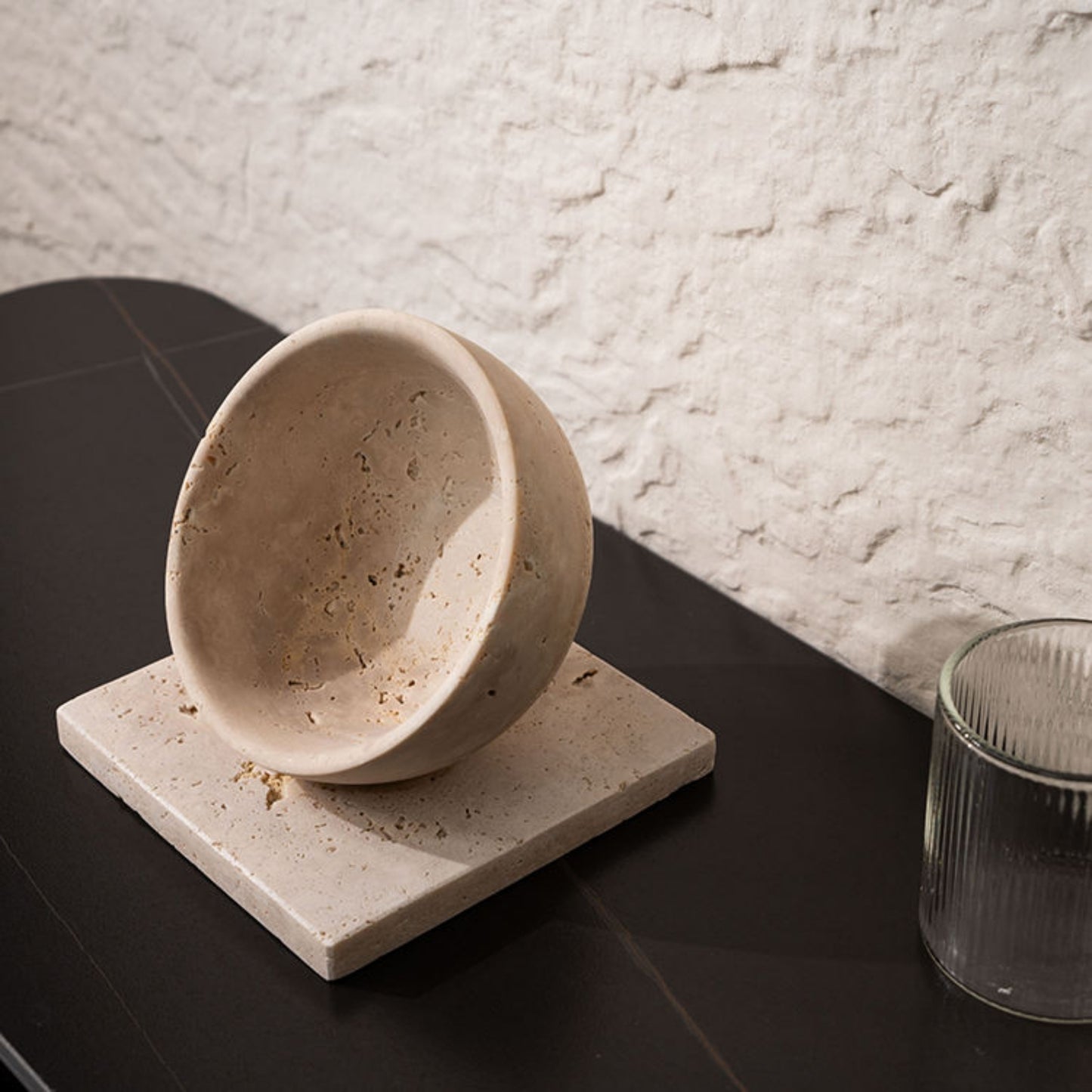 Beige Marble Round Tabletop Fruit Bowl