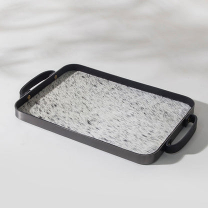 Horse Hair Tray with Metal Frame Leather Handle