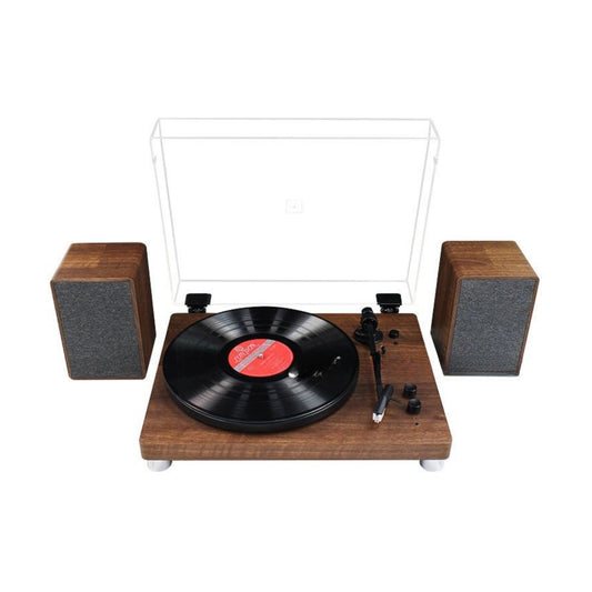 Vinyl Record Player With External Speakers & Dust Cover