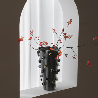 Square Art Table Décor Flower Vase