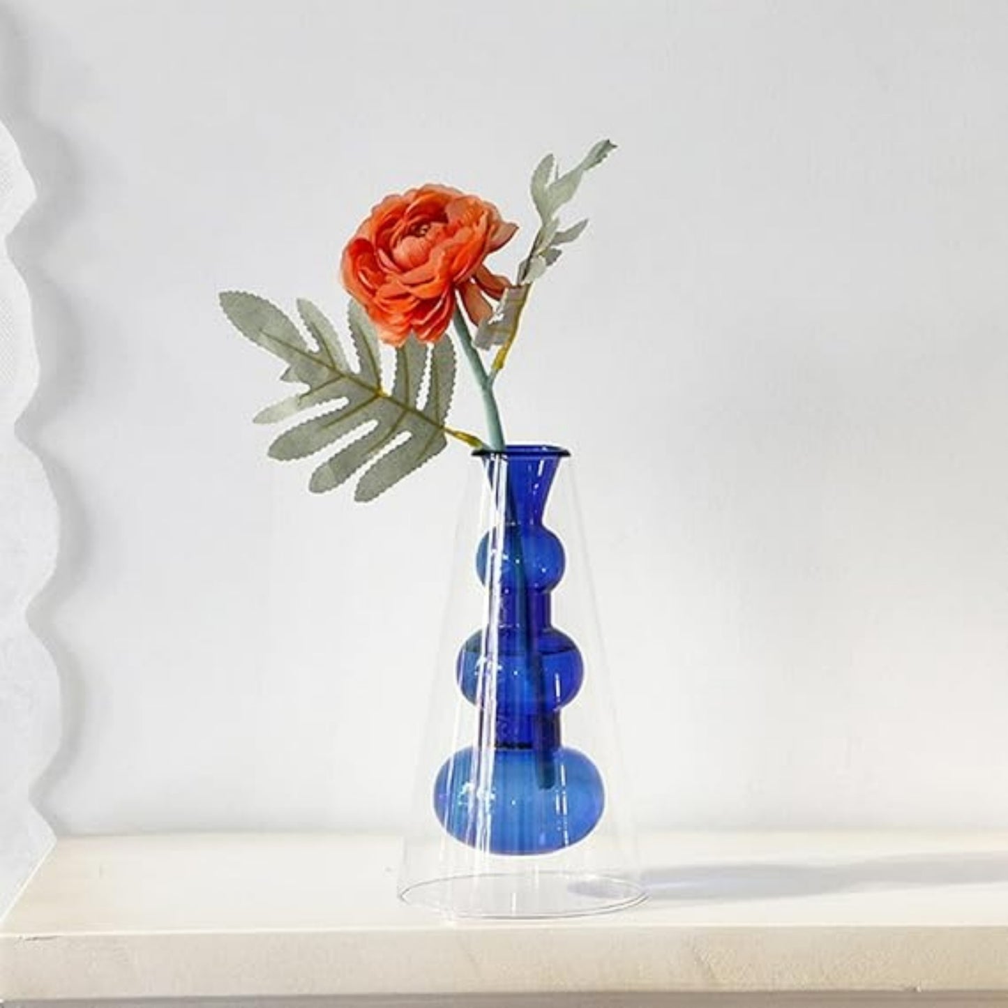 Transparent Glass Colored Layered Handblown Vase
