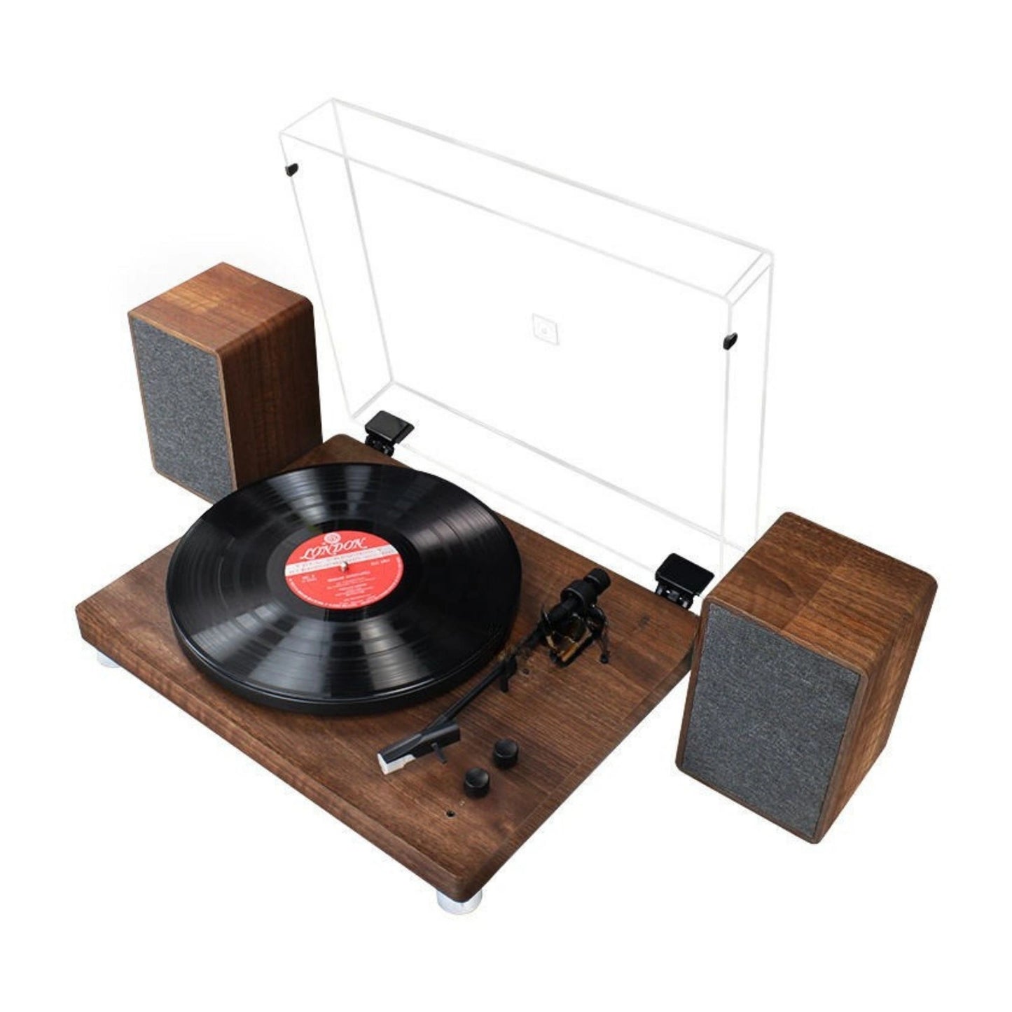 Vinyl Record Player With External Speakers & Dust Cover