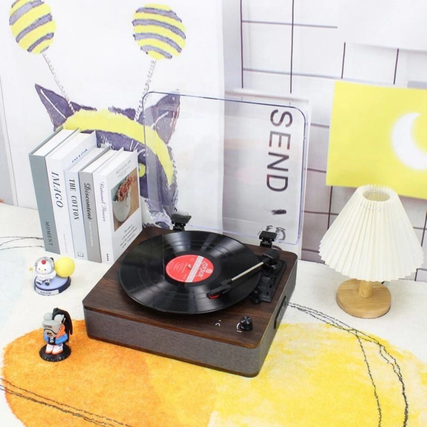 Vinyl Record Player With Dust Cover