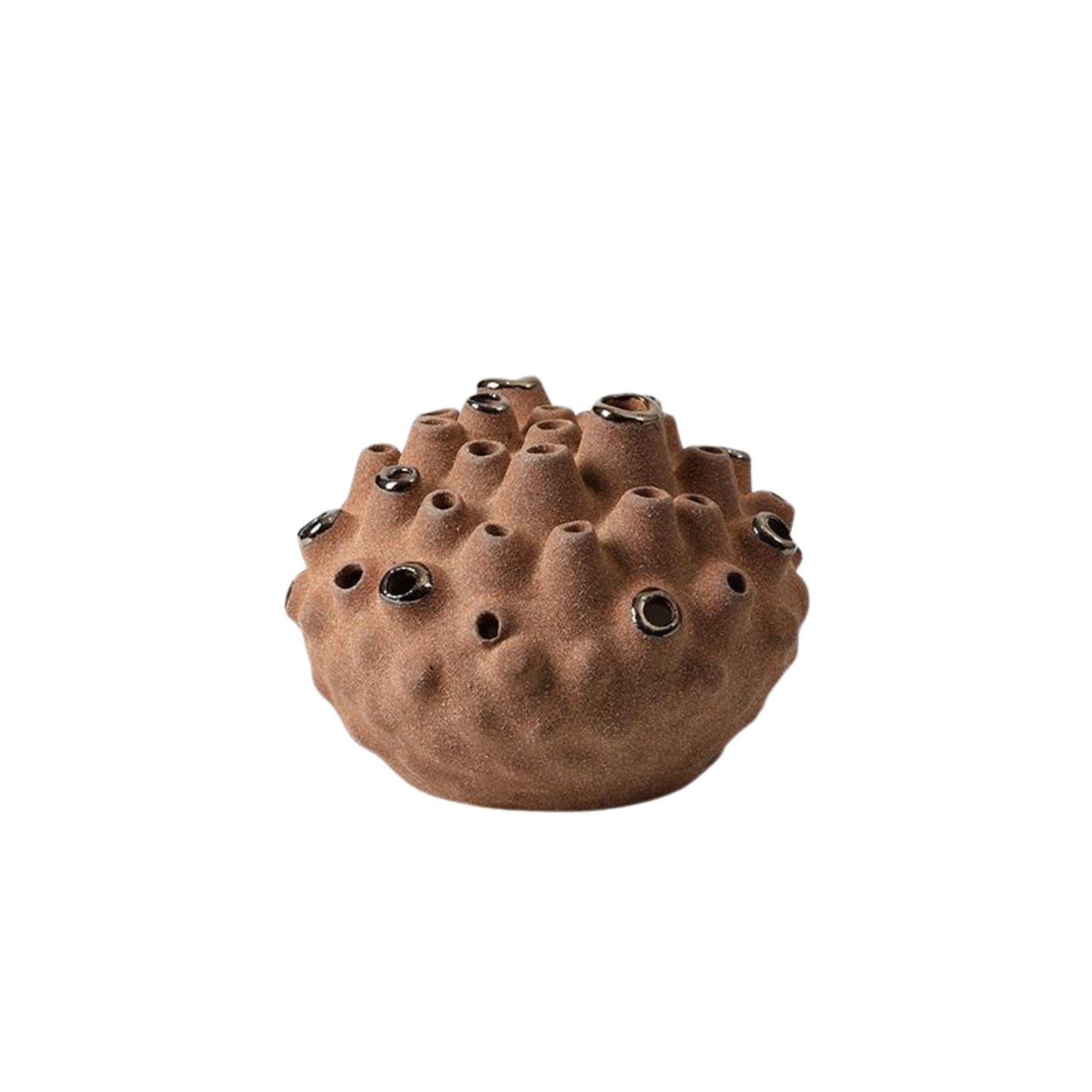 Coral Ball Brown Ceramic Flower Vase