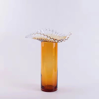 Transparent Edge Amber Glass Vase