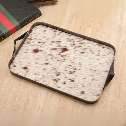 Horse Hair Tray with Metal Frame Leather Handle
