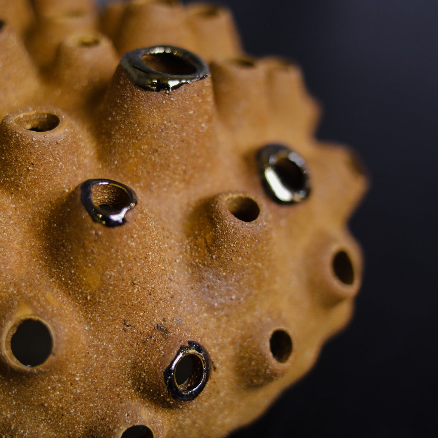 Coral Ball Brown Ceramic Flower Vase