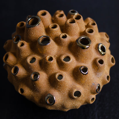 Coral Ball Brown Ceramic Flower Vase