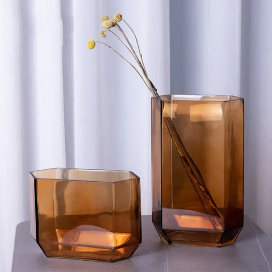 Handblown Glass Tabletop Vase (Brown, Green)