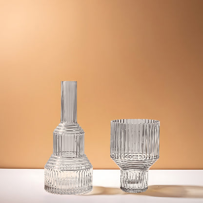 Transparent Geometric Hand Blown Glass Vase