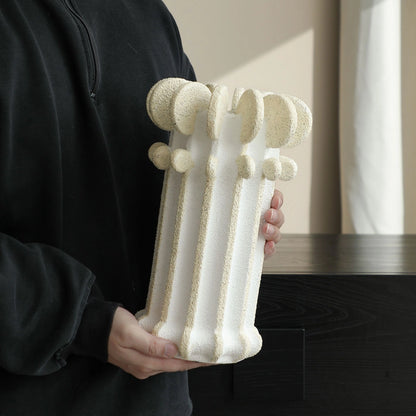 Disc Design White Sand Flower Vase