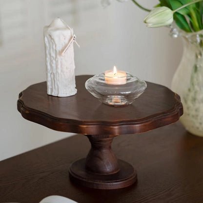 Brown Wooden Flat Round Decorative Bowl
