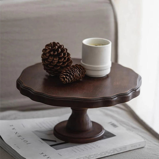 Brown Wooden Flat Round Decorative Bowl