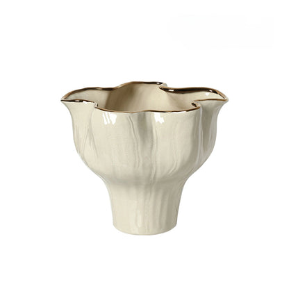Petal-Shaped Gold-Rimmed Flower Vase