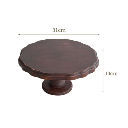 Brown Wooden Flat Round Decorative Bowl