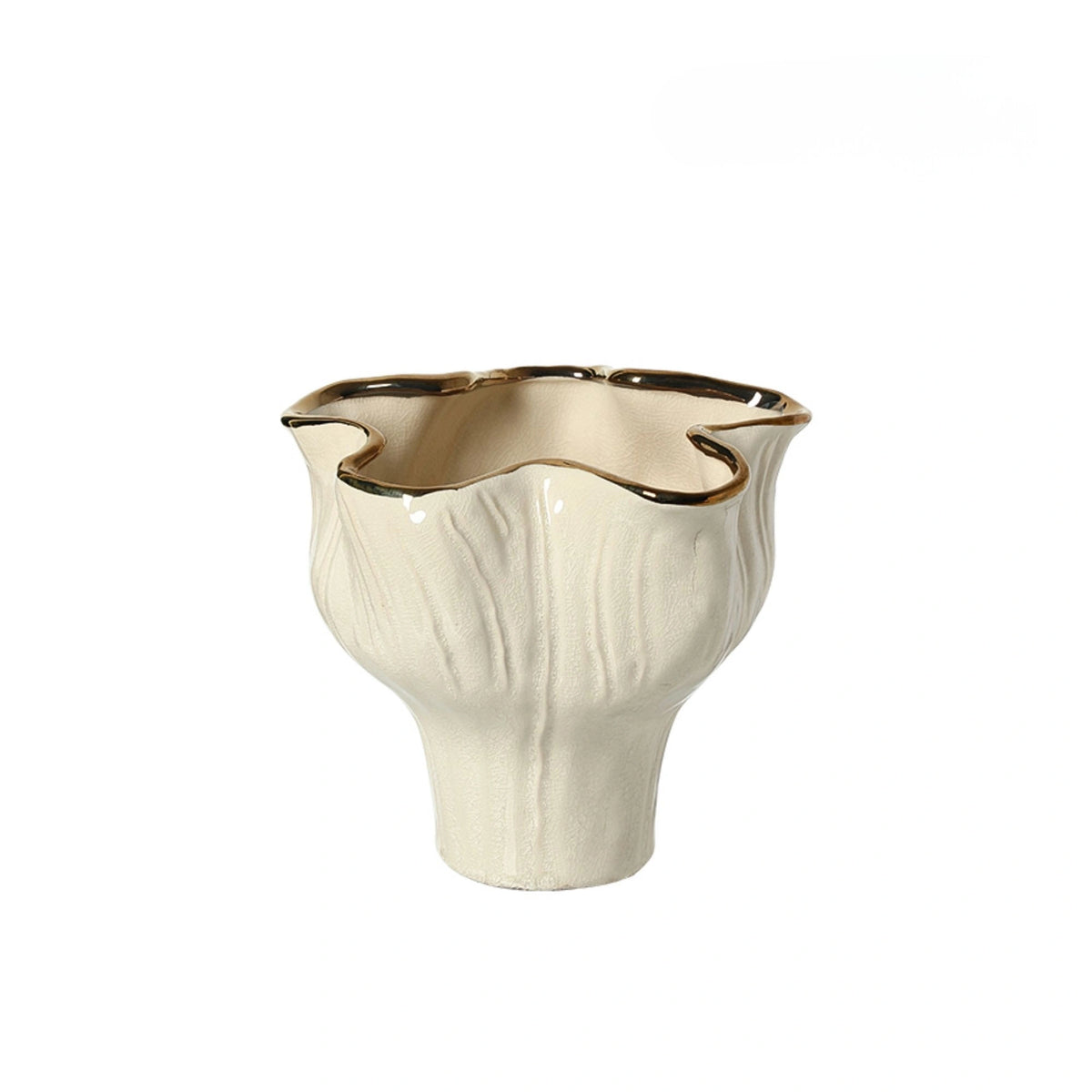 Petal-Shaped Gold-Rimmed Flower Vase