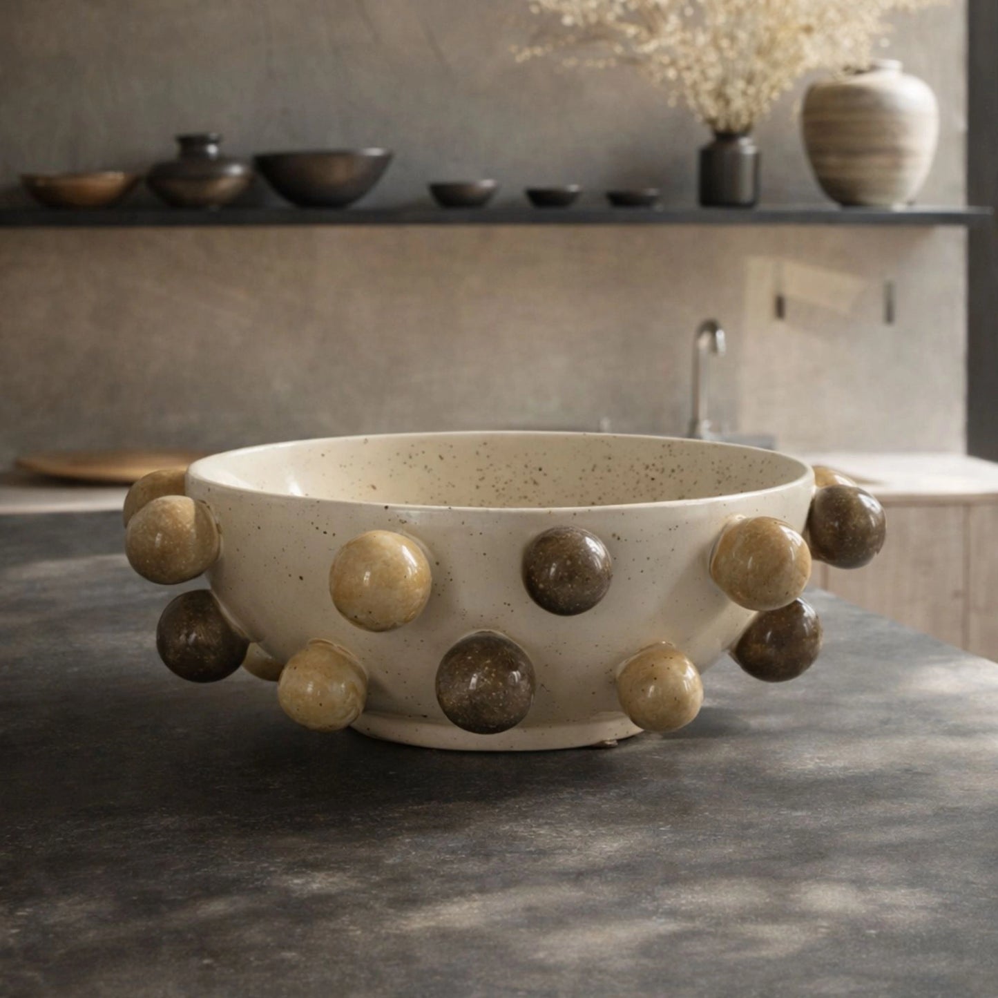 Retro Round Bead Decorative Bowl