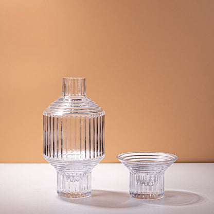 Transparent Geometric Hand Blown Glass Vase