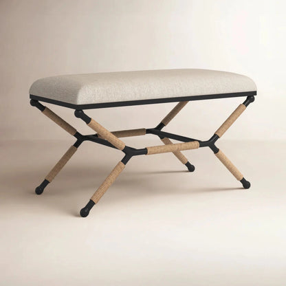Upholstered Bench with Rope Detail
