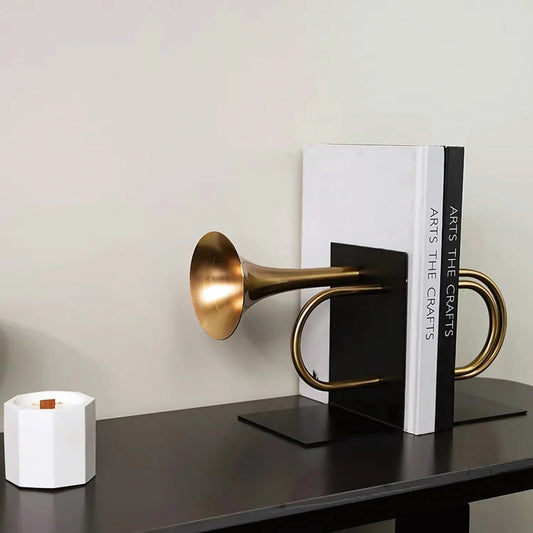 Gold Horn Bookends Metal Ornaments
