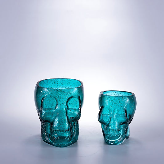 Skull Shape Colored Glass Decorative Vase