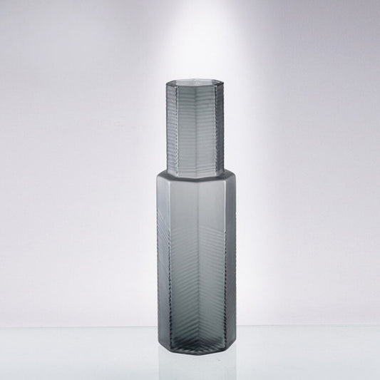 Bottle Shape Grey Glass Tabletop Vase