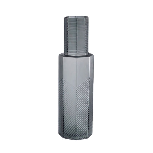 Bottle Shape Grey Glass Tabletop Vase