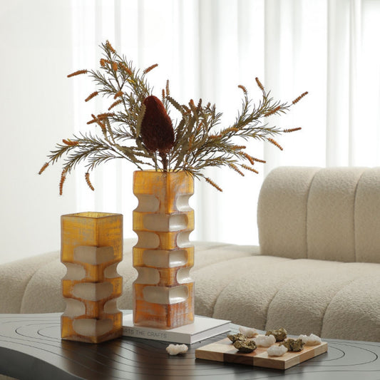 Multi-Level Yellow Flower Vase