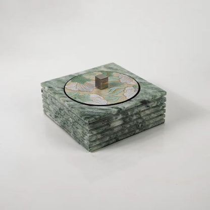 Metal Leather Marble Jewelry Box (Black, Green)