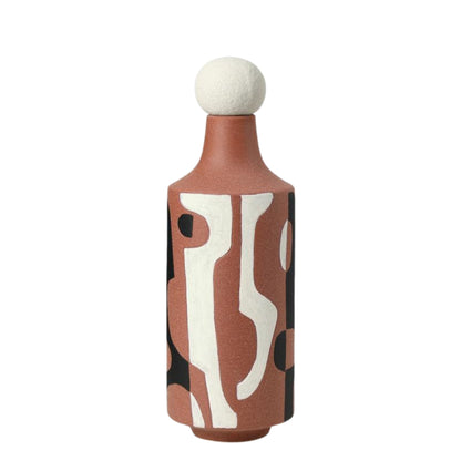 Black And White Painted Red Flower Vase