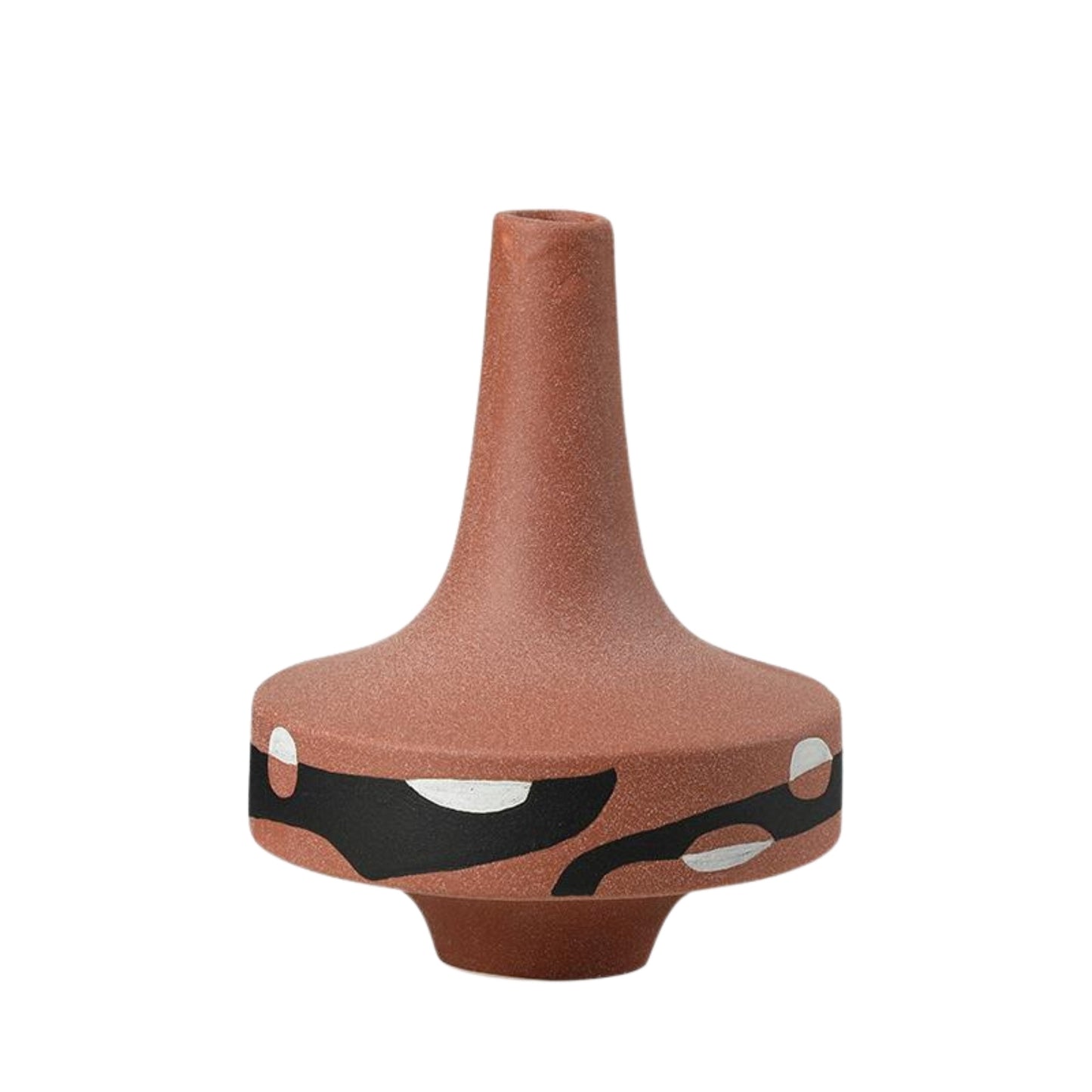 Black And White Painted Red Flower Vase