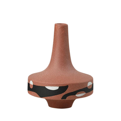Black And White Painted Red Flower Vase