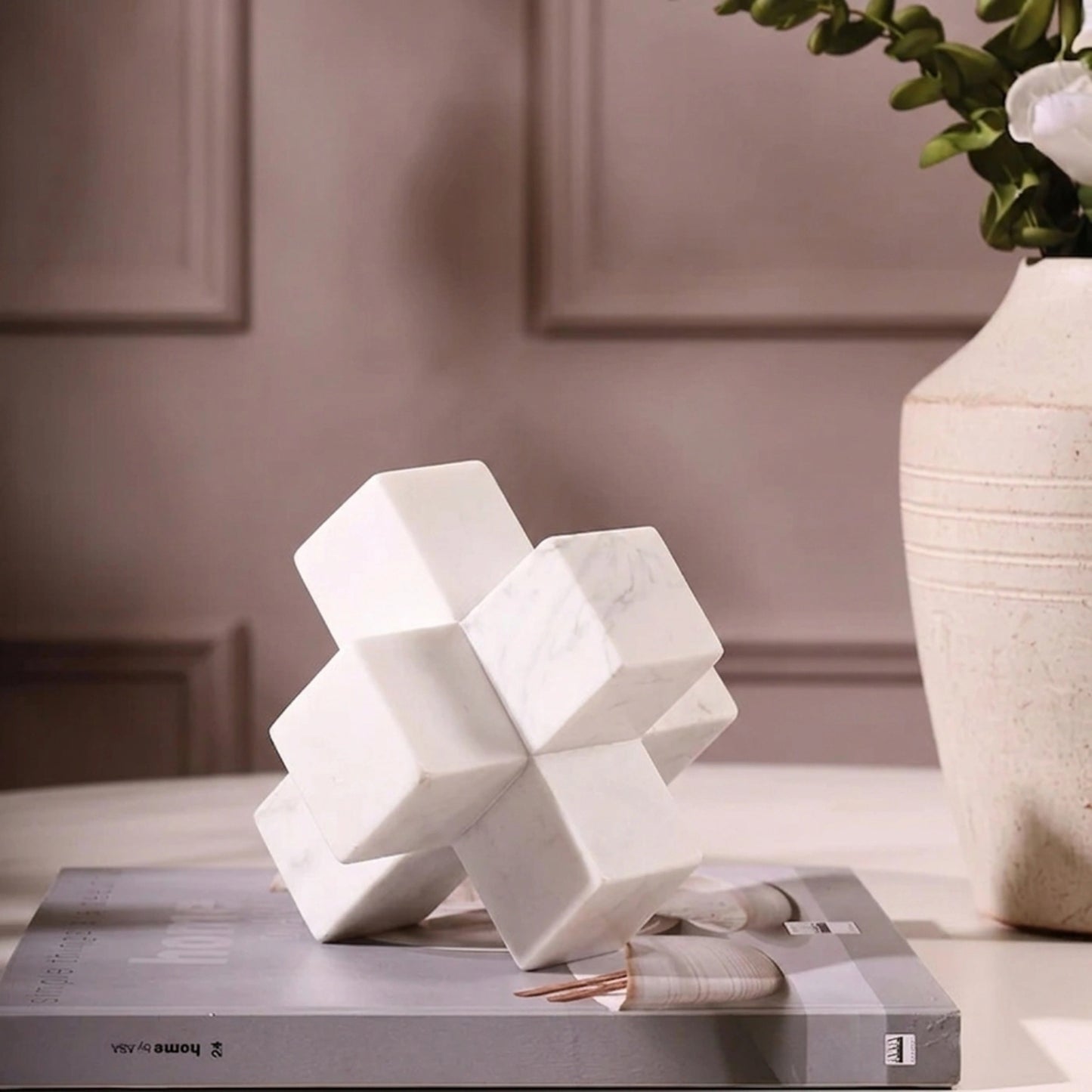 Plus Structure Marble Decorative Showpiece