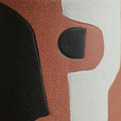 Black And White Painted Red Flower Vase