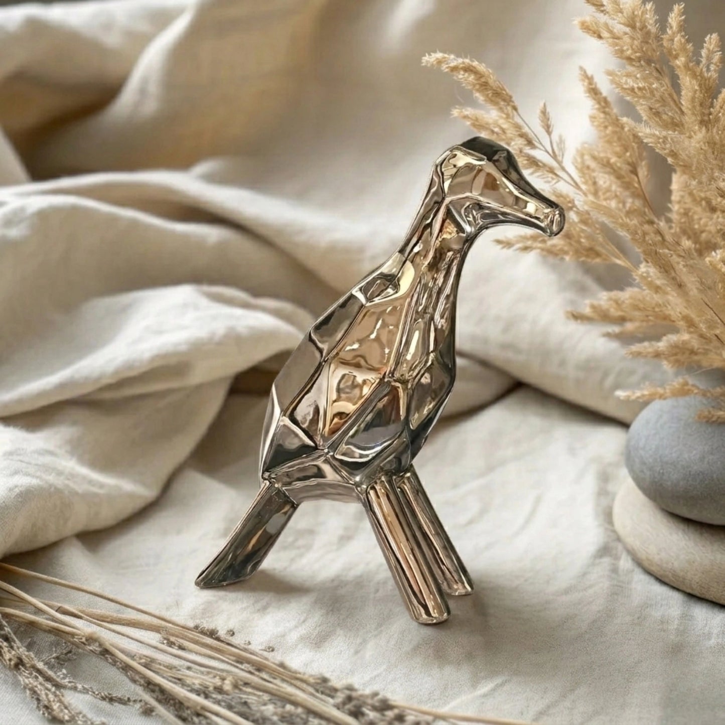 Silver Bird Figurine Decorative Object